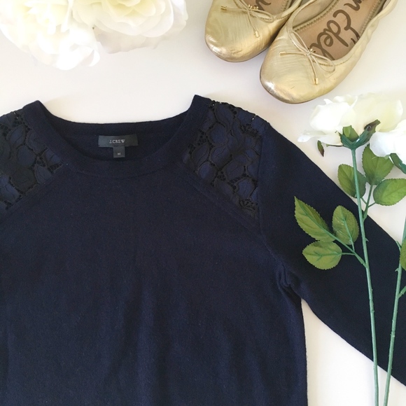 J. Crew Sweaters - J. Crew Tippi Merino Wool Sweater with Floral Lace